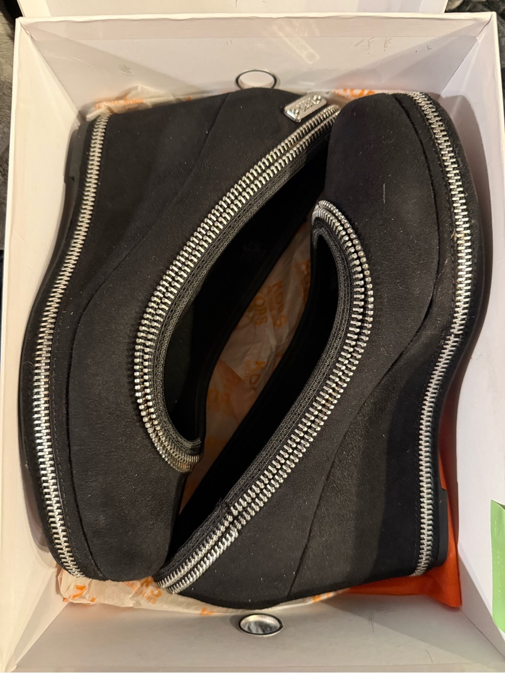 Michael Kors Black Slip-On Platform with Silver Zip Trim
